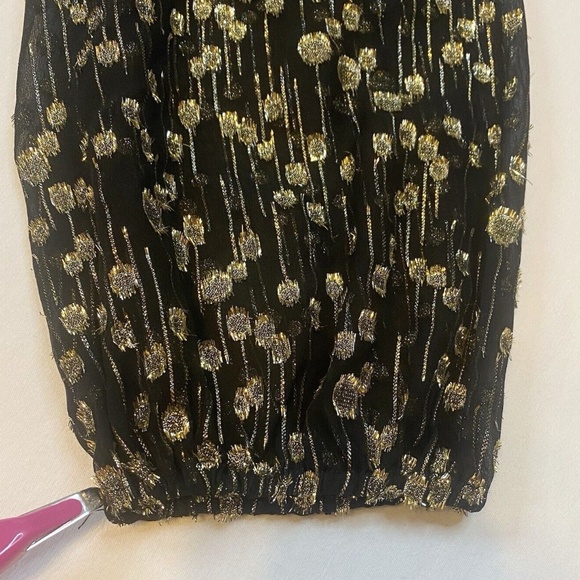 Sail To Sable Clifton Black Dress Size 4 Long Sleeve Metallic Gold Dot NWT $198 - Picture 12 of 16